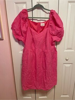 ADORABLE Pink Puff-Sleeve women’s plus size Dress